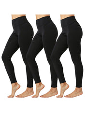 Ladies ( 4 Pack ) Full Length Leggings - Stretchy Soft Touch Women's Non See Through Full Length Comfort Soft Leggings, Plus Sizes