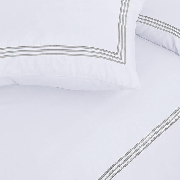 My Home Store Polycotton Bratta Duvet Cover Set - Our 3pc Soft stitch Embroidered button closure Quilt cover with matching Embroidered envelop closure Pillowcases | Breathable & Lightweight Duvet cover set
