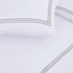 My Home Store Polycotton Bratta Duvet Cover Set - Our 3pc Soft stitch Embroidered button closure Quilt cover with matching Embroidered envelop closure Pillowcases | Breathable & Lightweight Duvet cover set