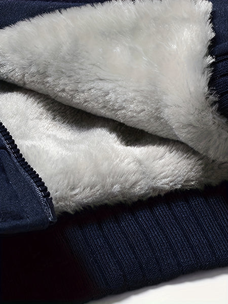 Men'S Cozy Fleece Hoodie, Stylish Color-Blocked Jacket for Autumn And Winter