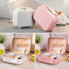 Portable Handheld Plastic Makeup Bag with Elastic Band & Zipper, Jewelry Box, Gift Box for Storing Souvenirs, Luggage Cart for Boarding The Aircraft, Multifunctional Suitcase with Internal Dividers, Can Hold Cosmetics, Towels, Toiletries