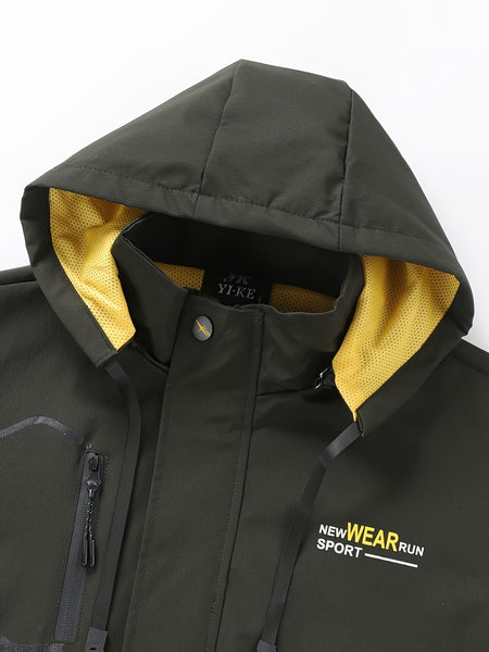 Men'S Outdoor Hooded Lightweight Jacket Sports Coat Inner Mesh Fabric