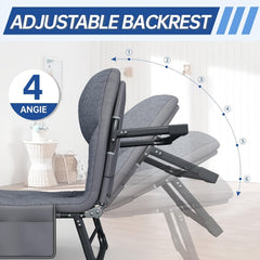 Sun Lounger with Cushion 6-Position Adjustable Folding Sun Lounger Portable 280kg Max. Load Sunloungers with Strap 200x65x32cm Sun Bed for Garden Pools Camping Indoor, Gray