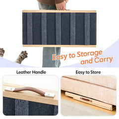 Dog Ramp for Bed Height Adjustable Folding Pet Ramp with Non-Slip Rug Surface Portable Wooden Dog Steps Stairs for Small Large Animals for Sofa Couch