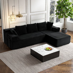 ROXGOX L-Shaped Sectional Sofa with Reversible Chaise, Left or Right Facing Modular Couch, No Assembly Required, Perfect for Small Apartment, Black Borwn Grey
