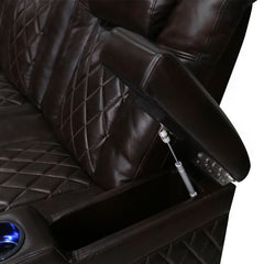 Valencia Tuscany Row of 3 Brown Leather Power Reclining Home Theatre Seating