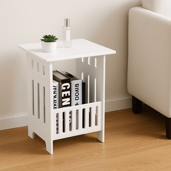 Small Side Table Side End Coffee Table Beside lamp Stand Nightstand Storage Shelf for Living Room Bedroom Bathroom Office Hallway White