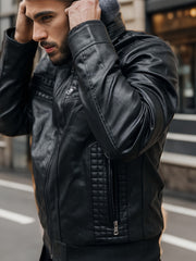Men's Casual 2in 1 Jacket, Chic Bomber Jacket Biker Jacket with Zipper Pockets