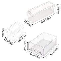 Stackable Refrigerator Organizer Bins with Lids, Stackable and Pull-out Plastic Refrigerator Storage Box, Kitchen Supplies Storage Box Set of 7