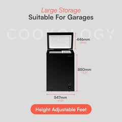 Cookology CCFZ99BK Freestanding Chest Freezer in Black - 99 Litre Capacity - for Kitchens, Outbuildings & Garages - Adjustable Feet & Temperature Controls - 4 Star Freezer Rating