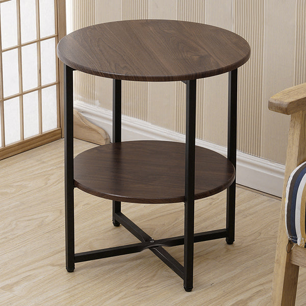 2-Tier Round Side Table - Multi-Level Storage Coffee Table for Plants/Lamps, Space-Saving Sofa/Bedside Organizer (15.75×15.75×18.5