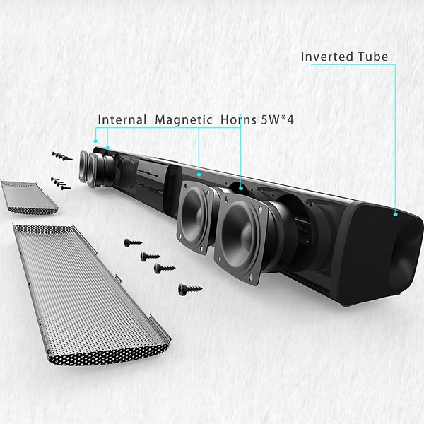 Multifunctional Soundbar Speaker System with 4 Built-in Subwoofers, Stereo Sound, AUX, TF, FM, Button Control, Passive Amplification, USB Charging, 36V Max, Infrared Wireless Technology for TV, Computer, Home Theater