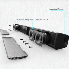 Multifunctional Soundbar Speaker System with 4 Built-in Subwoofers, Stereo Sound, AUX, TF, FM, Button Control, Passive Amplification, USB Charging, 36V Max, Infrared Wireless Technology for TV, Computer, Home Theater
