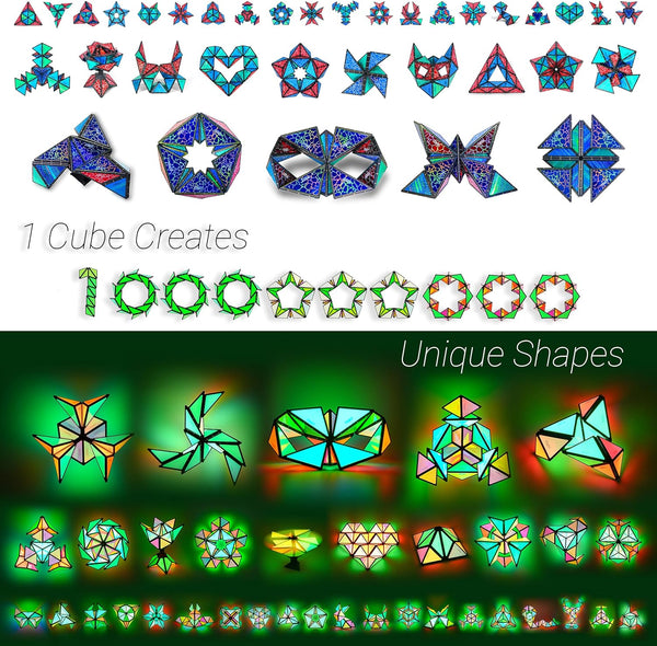 TOSY Magnet Pyramid Stone - 1 Cube Transforms into 1 Billion Shapes, 12 Pieces, 243 Magnets, Christmas Stocking Stuffers Gift for Kids, Holographic Design, Creative Puzzle STEM Toy