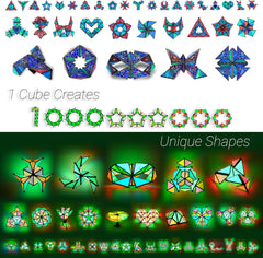 TOSY Magnet Pyramid Stone - 1 Cube Transforms into 1 Billion Shapes, 12 Pieces, 243 Magnets, Christmas Stocking Stuffers Gift for Kids, Holographic Design, Creative Puzzle STEM Toy