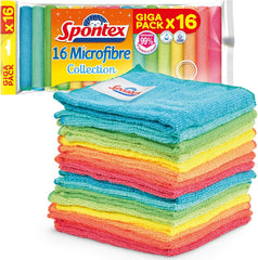 Spontex Microfibre Cloths for Cleaning | 8 Microfibre Collection Cleaning Cloths | for Use as Dusters, Dish Cloths & Kitchen Towels | 30 X 30Cm | Assorted Colours | 8 Count