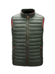 Men'S Lightweight Vest, Men'S Jacket, Autumn And Winter Vest, Stand-Up Collar Solid Color Casual Zipper Pocket Vest