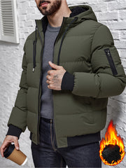 Winter Plush Jacket Thick Warm Jacket Hooded Jacket Casual Outdoor Jacket Solid Color Zipper with Plush Thickening
