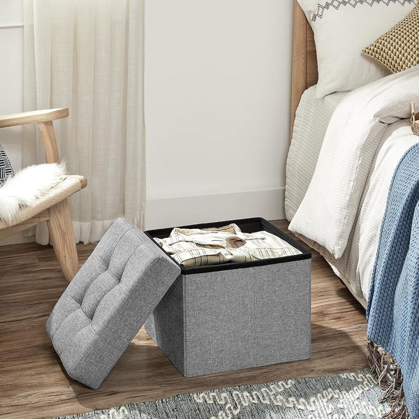 Storage Stool Padded Foldable Bench, Chest with Lid, 40L Capacity, Holds Up to 300kg, for Bedroom, Hallway, Living Room
