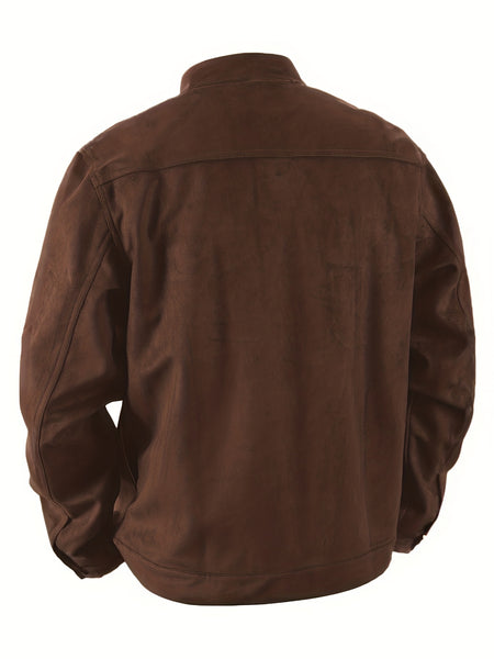 Men'S Casual Velvet Jacket with Pockets, Casual Long Sleeve Stand Collar Button-Up Coat