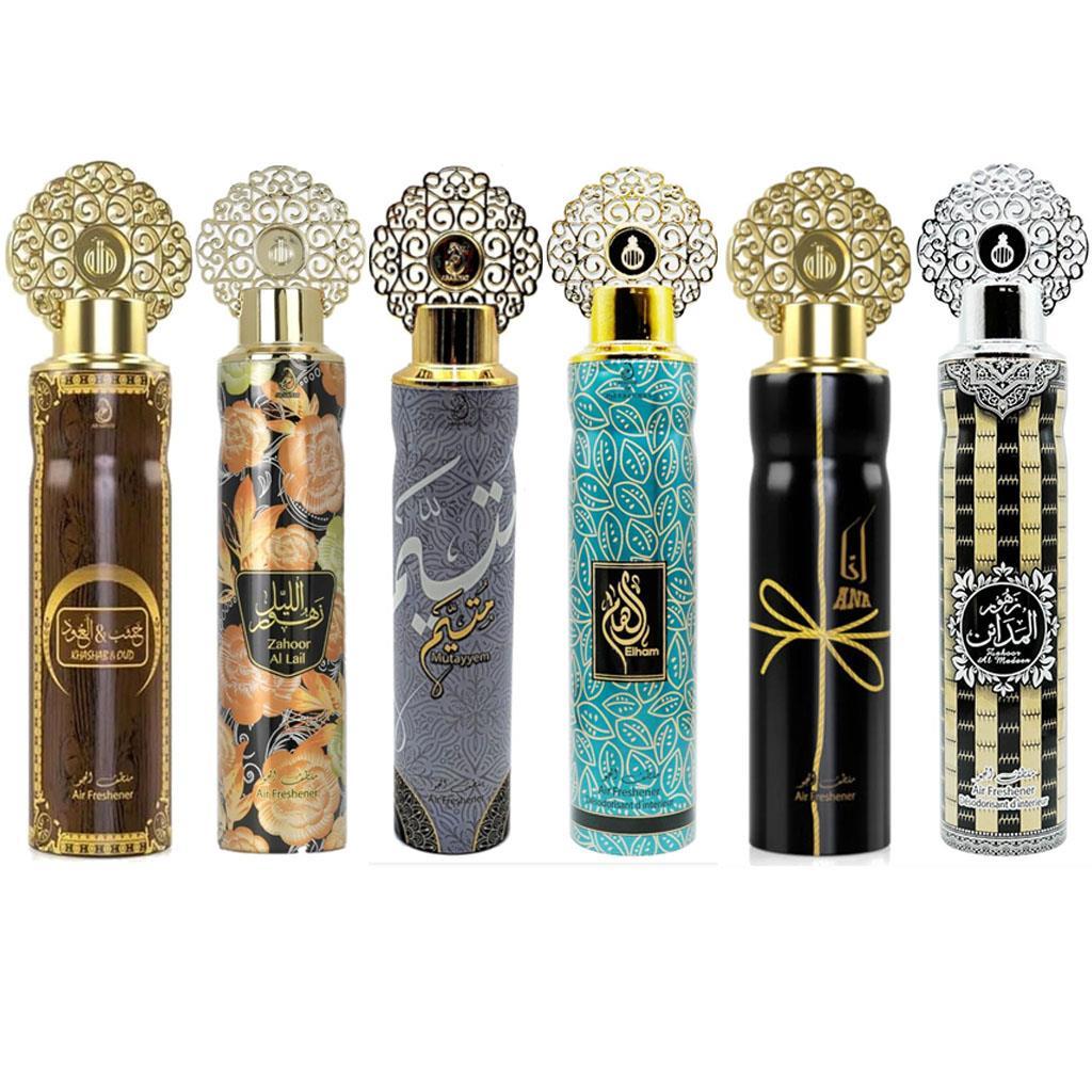 Luxury Arabian Air Freshener Bundle 300ml (6 Pack) | Designer Fragrances Made in Dubai, UAE | Long-Lasting Perfumed Spray for Home, Car & Office | Exotic Natural Oil Scents | Eliminates Odours & Freshens Air