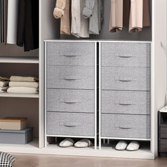 Modern Fabric 4-Drawer Dresser - Elegant Tall Tower Storage Solution With Ample Space, Featuring A Wooden Surface And Robust Metal Construction, Ideal For Contemporary Homes (Light Grey)