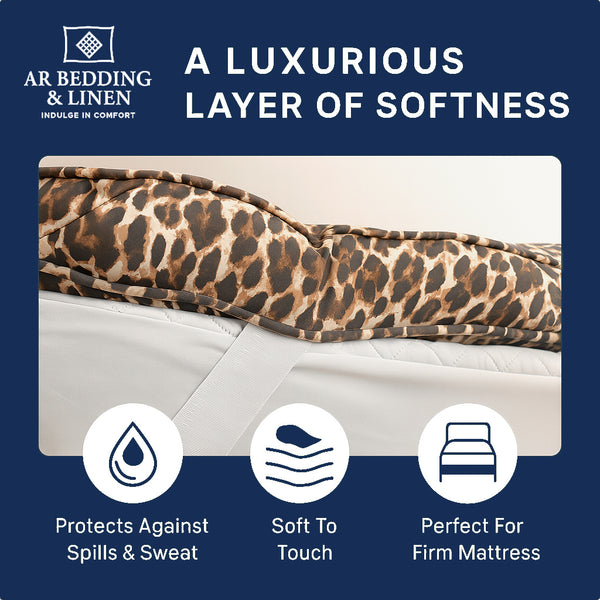AR Bedding Extra Thick Leo Mattress Topper – 1000 GSM Cloud Fiber, Box Stitched, Ultra Soft & Secure Fit Great Christmas Gift Idea