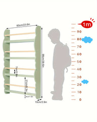 1pc Bookshelf Ledge | Book Organizer with Bookshelves, Pine E1 MDF, Green, Cubby Shelf, Freestanding, Suitable for Various Room Types