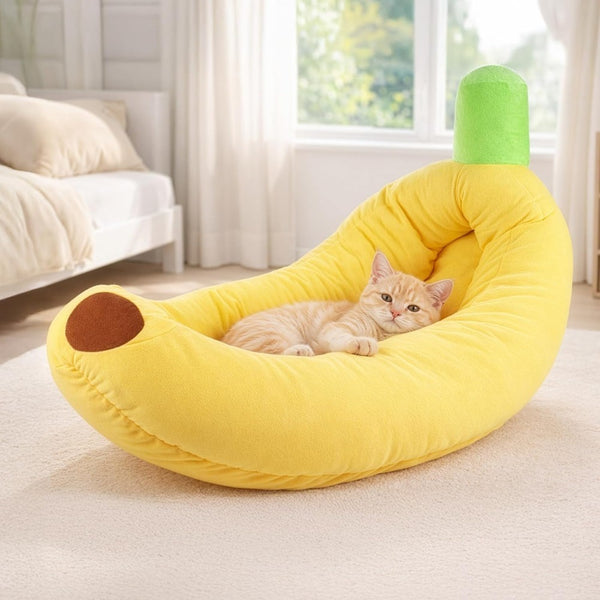 Banana Shaped Pet Nest for Cats And Dogs, Universal Detachable And Washable, Winter Warm Sleeping Pad for Small Dogs And Cats, Comfortable Sleeping Nest S-XL