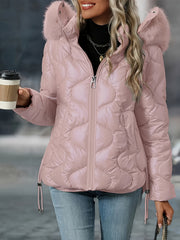 Women's Winter Jacket with Hood & Collar - Puffer Coat, Elegant Warm Outerwear for Cold Weather, Hand Washable Coats (No Belt/Hem Adjustments) - Casual to, Winter Coats For Women,