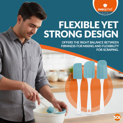 EveryChef Elite 3 Pack Rectangular Silicone Spatula Set | Heat Resistant Non Stick Kitchen Utensils | Flexible Baking & Cooking Spatulas | Durable, Dishwasher Safe Mixing Tools for Everyday Use
