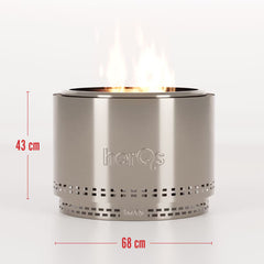 Herqs Chief 68Cm Wood Burning Stainless Steel Fire Pit Bundle