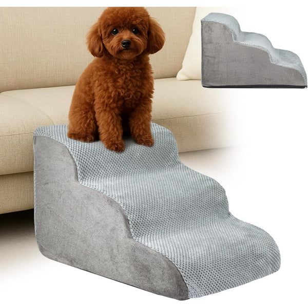 56X40X35CM Dog steps 3-Steps High Density Foam Dog Stairs Dog Steps for Bed with Detachable Cover Non Slip Bottom Steps for Dogs to Get on the Bed for Small Senior Injured Pets for Sofa C