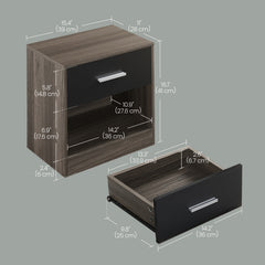 Bedside Table, Side Table with Drawer, Handle, Open Compartment,Easy Assembly, Perfect for Living Room or Bedroom