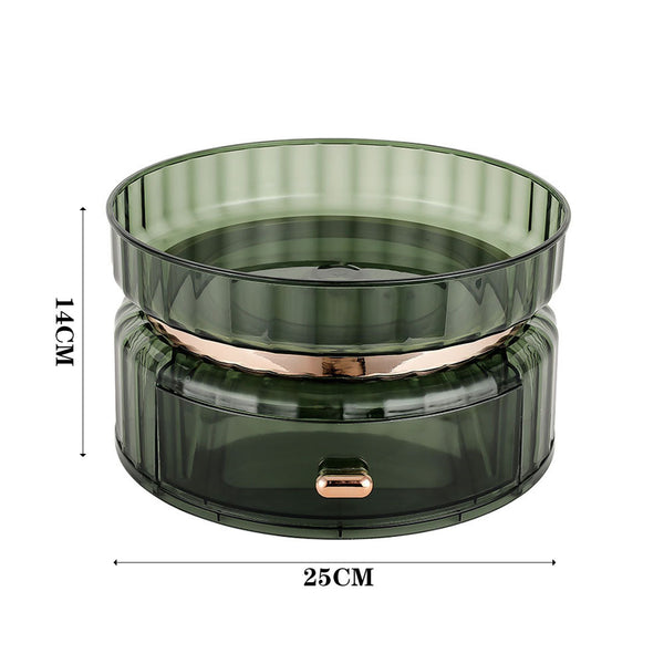 Makeup Organiser for Vanity, 360 Rotating Bathroom Organiser Countertop, High-Capacity Skincare Organiser, Spinning Cosmetics Organiser for Vanity Dresser Bathroom (2 Tiers, Green)