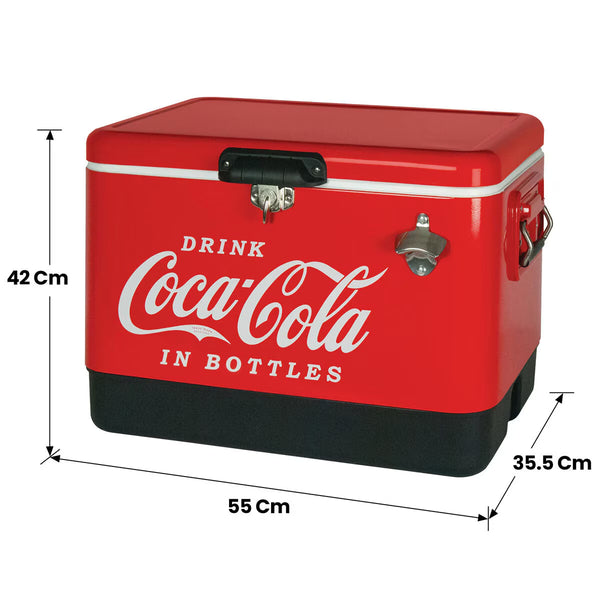 Coca-Cola 51L Stainless Steel Ice Chest with Bottle Opener 85 Can