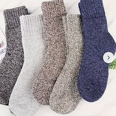 Men's Thick Warm Socks, 5 Pairs, Daily Solid Color Knee-High Winter Men’s Socks, Thermal Insulated Cold Weather Boot Socks, Classic Soft Material Hand-Wash Only for Shoes and Fashion