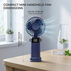 Mini Handheld Fan, USB Rechargeable 1200mAh High-Speed Electric Fan with 5-Speed Adjustable LED Display, Quiet Quick Cooling Wind Fan for Summer Travel /Camping/Outdoor Use
