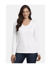 Ladies Womens V Neck Long Sleeve Plain Slim Fit Basic Top Stretchy T-Shirt 8-26