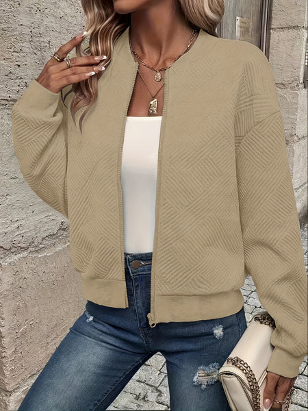 Solid Color Casual Zip-Up Cardigan Jacket