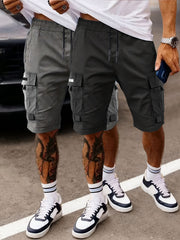 Set of 2 Men'S Summer Casual Woven Strap Cargo Shorts