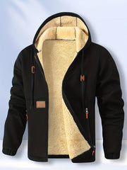 Men'S Cardigan Hooded Fleece Thickened Sweatshirt, Fashionable Fleece Warm Hoodie, Comfortable Loose Drawstring Hooded Sweatshirt, Autumn And Winter Men'S Clothing, Men'S Casual Hooded Sweatshirt with Zipper Pockets, Suitable for Winter And Autumn