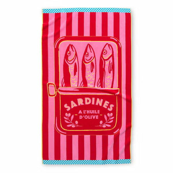 Oversized 100% Cotton Pink Sardine Beach Towel