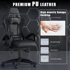GartistGo Ergonomic Gaming Chair - Gamer Chairs with Lumbar Cushion + Headrest, Height-Adjustable Office & Computer Chair for Adults, Girls, Boys (Without footrest)