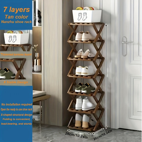 1pc Free Installation Retractable Shoe Rack, Foldable 3-9 Layer Shoe Rack, Small Narrow Doorway Home, Multi-layer Simple Shoe Cabinet