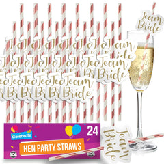 SOL 24 Pack Hen Party Straws | Rose Gold Team Bride & Bride-to-Be Drinking Straws | Funny Willy Straws for Bachelorette, Bridal Shower & Hen Do Accessories | Novelty Party Bag Fillers for Cocktails, Mocktails & Pre-Wedding Celebrations