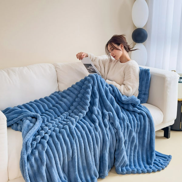 Luxurious Faux Rabbit Fur Throw Blanket - Ultra-Soft & Warm All-Season Luxury Blanket, Double-Sided Plush Fur for Couch, Bed, Travel, Office - Machine Washable, Elegant Home Decor Gift for Valentine'S Day, Housewarming, Birthday