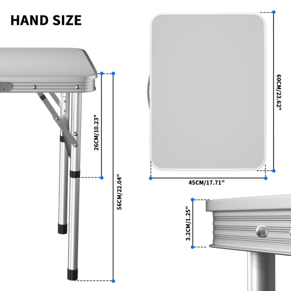 Side Table Small Foldable TV Tray with 2 Height Adjustable, Foldable Coffee Table, Lightweight Aluminum Outdoor and Indoor Snack Sofa Table, Easy to Install, 60.96cm x 45.72cm 2-Height 30.48/60.96cm Adjustable, DAYPLUS