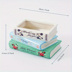 One Creative Three-Tiered Ceramic Book-Shaped Vase, a Unique Ceramic Flower Pot for Home Decoration, Suitable for Living Room, Bookshelf, Fireplace Mantel, And Dining Table Decoration.