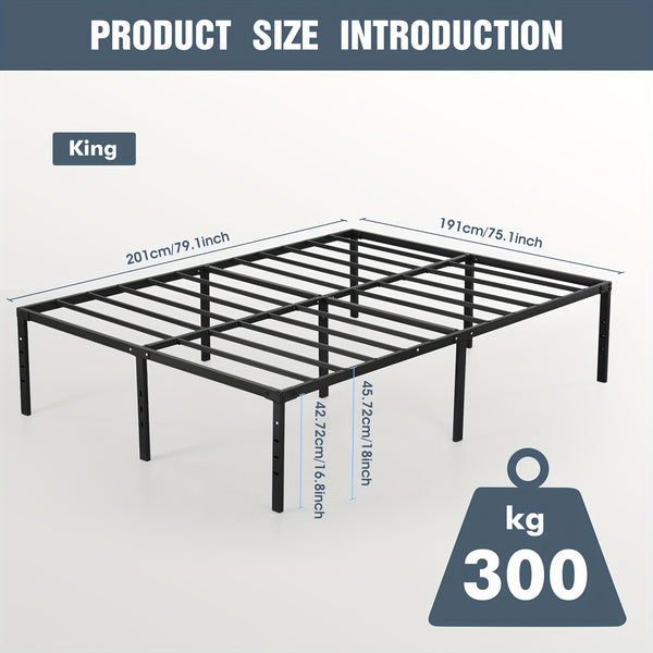 Black Single/Double/King Size Metal Platform Bed Frame With Stable Metal Support And Underbed Storage, 35.56cm Height Mattress Foundation, No Box Spring Needed, Easy Assembly